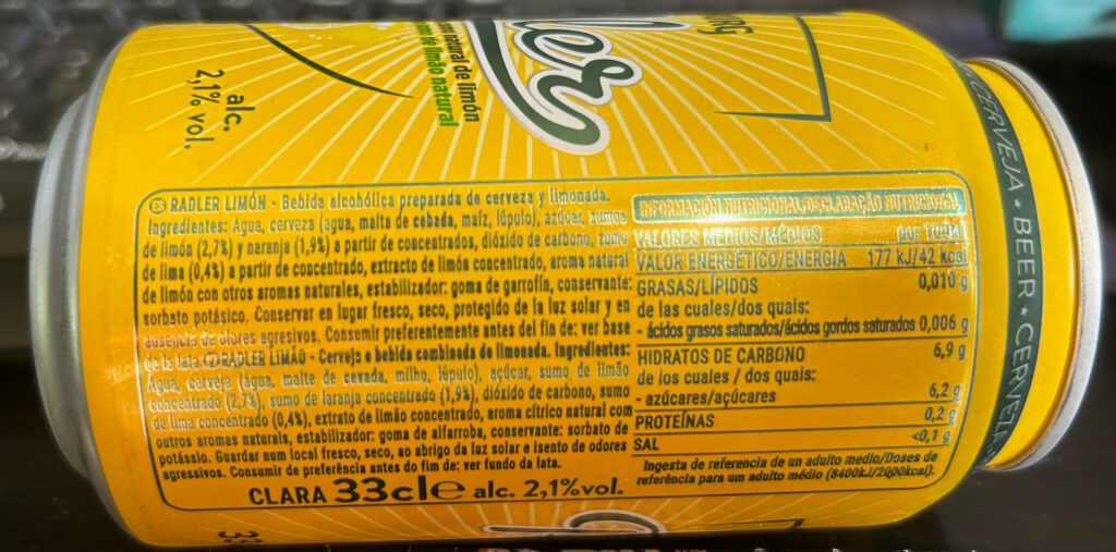 stainburg radler ingredientes